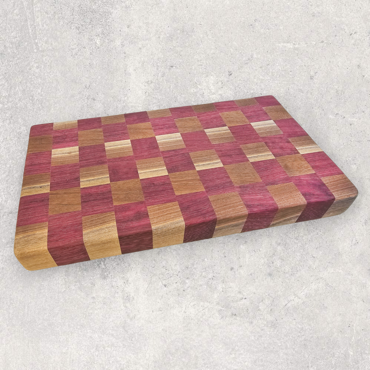 PURPLE HEART/WALNUT END GRAIN CUTTING BOARD