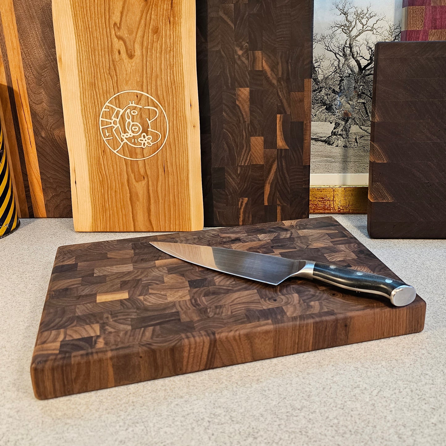 BLACK WALNUT END GRAIN CUTTING BOARD